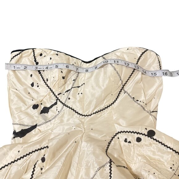 Vintage Fabrice Bergdorf Goodman 80s White Strapless Silk Silhouette Dress P - Picture 6 of 9